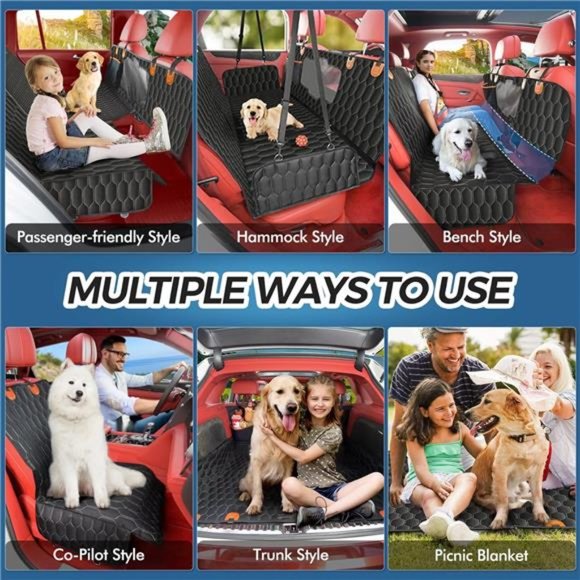 6-in-1 Dog Car Seat Cover, 100% Waterproof Dog Hammock for Car, Scratchproof - Picture 2 of 6